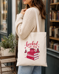 Booked All Day Tote Bag - Bookish Canvas Tote - Book Lover Gift - Pink